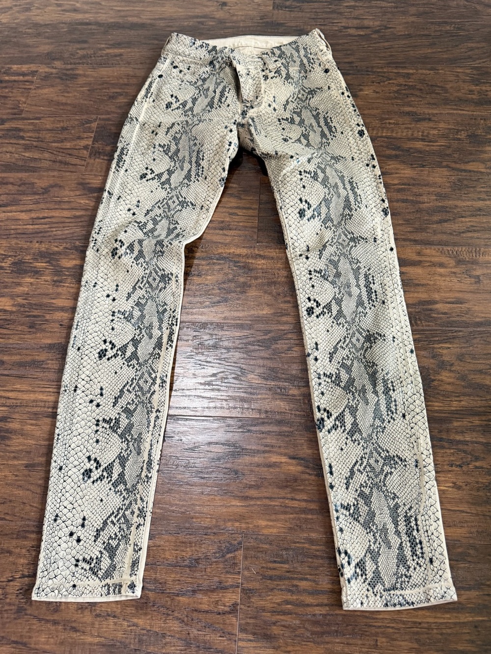 7 For All Mankind Women's Tan & Black Pattern "The Skinny" Pants Size 25